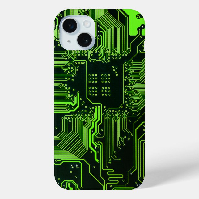 Funda De Case-Mate Para iPhone Placa de circuito electrónico verde del nerd de sa (Reverso )