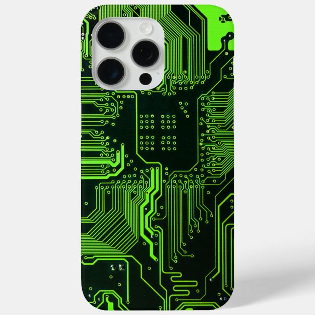 Funda De Case-Mate Para iPhone Placa de circuito electrónico verde del nerd de sa (Reverso )
