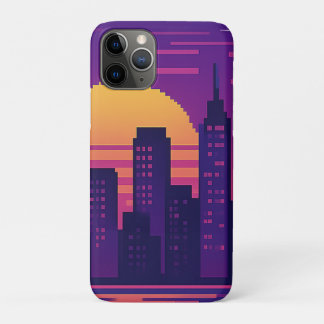Funda Para iPhone 11 Pro placa de ciudad de neón de 8 bits