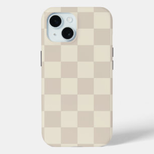 Funda Para iPhone 15 Placa de verificación de color marrón claro y blan
