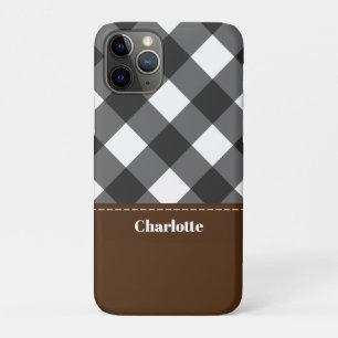 Funda Para iPhone 11 Pro Placa personalizada Black White Brown