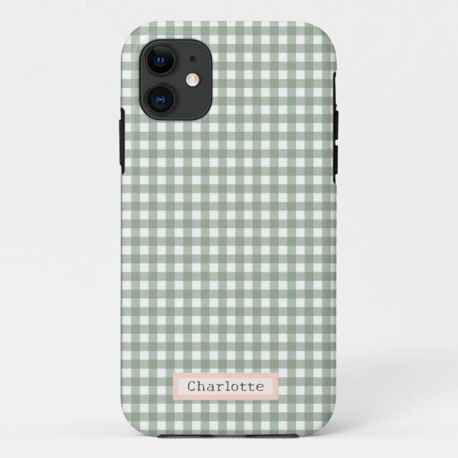 Funda De Case-Mate Para iPhone Placa verde de sabio suave personalizada (Reverso)