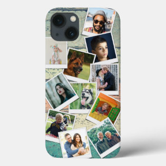 Funda Para iPhone 13 Placas de madera de época de collage de fotos