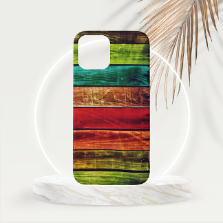Funda Para iPhone 15 Placas pintadas de madera en verde rojo Verde azul