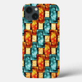 Funda Para iPhone 13 Placas rectangulares de naranja cian tallado y man