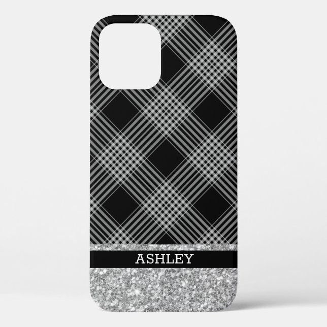 Funda De Case-Mate Para iPhone Plaid and Purpurina (Reverso )