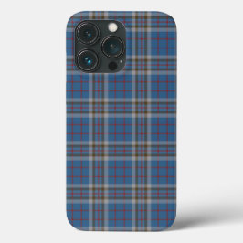 Funda Para iPhone 13 Pro Plaid Clan Thompson Gray Blue Check Tartán
