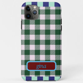 Funda Para iPhone 11 Pro Max Plaid Gingham Personalizado