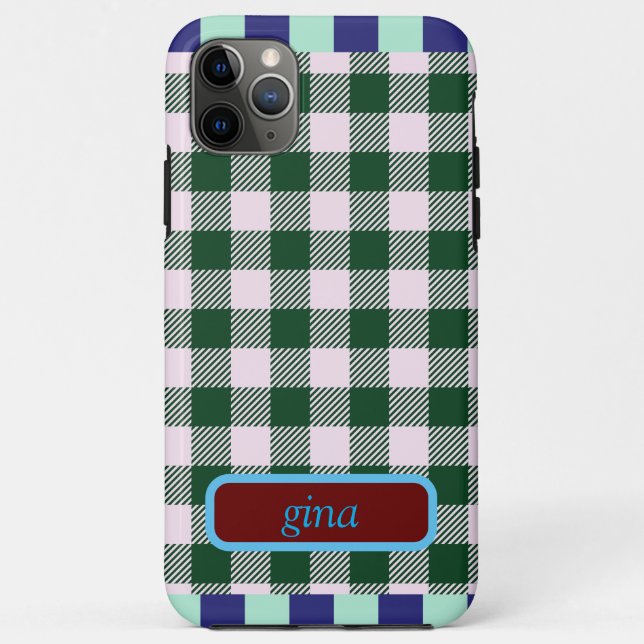 Funda De Case-Mate Para iPhone Plaid Gingham Personalizado (Reverso)