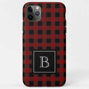 Funda Para iPhone 11 Pro Max Plaid Rústico Leñador Búfalo Monograma Personaliza