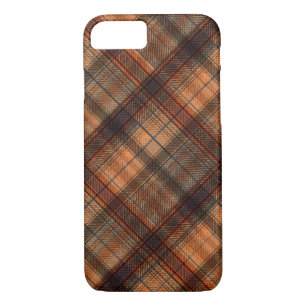 Funda Para iPhone 8/7 Plaid Scottish tartan naranja marrón clásico negro