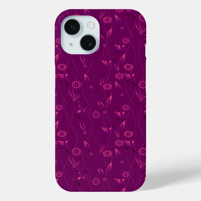 Funda De Case-Mate Para iPhone Plain floral pattern retro burgundy (Reverso )