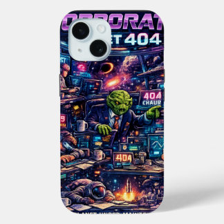Funda Para iPhone 15 Planeta Corporativo 404 Oficina Espacial Retro Fut