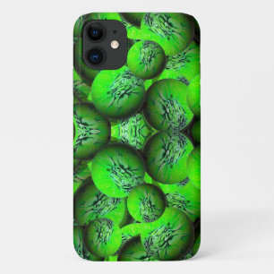 Funda Para iPhone 11 Planetas verdes de neón - patrón en óptica 3D