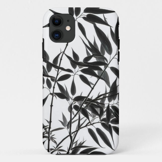 Funda De Case-Mate Para iPhone Planta de bambú blanco y negro (Reverso)
