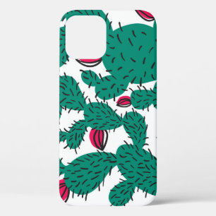 Funda Para iPhone 12 Planta de cactus, patrón inoxidable verde vintage.