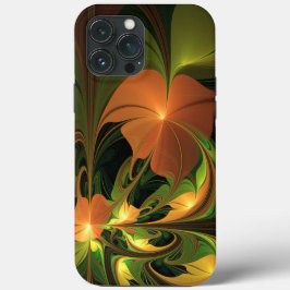 Funda Para iPhone 13 Pro Max Planta de fantasía Resumen Fractal Verde Rust Brow