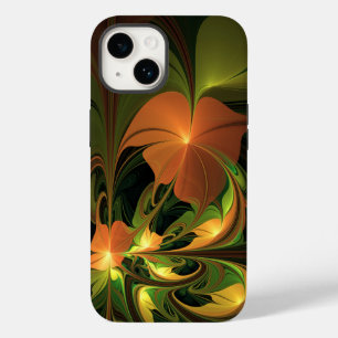 Funda Para iPhone 14 De Case-Mate Planta de fantasía Resumen Fractal Verde Rust Brow
