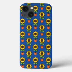 Funda Para iPhone 13 Planta de girasol en patrón de cacerola