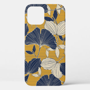 Funda Para iPhone 12 Planta tropical sin foco y fondo de patrón de hoja
