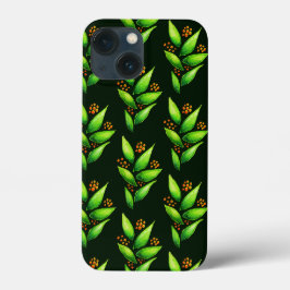 Funda Para iPhone 13 Mini Planta Verde Con Patrón De Acuarela De Berries