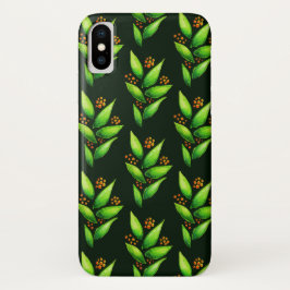 Funda Para iPhone 13 Mini Planta Verde Con Patrón De Acuarela De Berries