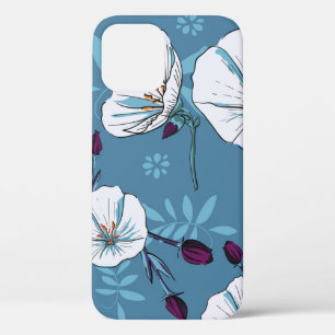 Funda Para iPhone 12 Plantas florales de fondo de patrón sin soldadura