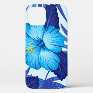 Funda Para iPhone 12 Plantas tropicales hawaianas, patrón de hibiscos.