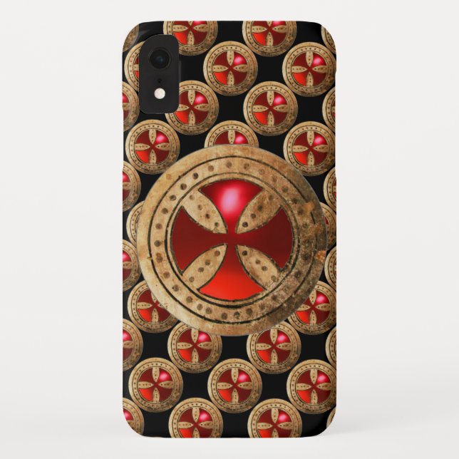 Funda De Case-Mate Para iPhone PLANTILLA ANTIGUA Gema de Ruby Rojo CRUZ (Reverso)