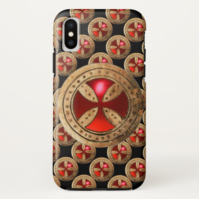 Funda De Case-Mate Para iPhone PLANTILLA ANTIGUA Gema de Ruby Rojo CRUZ (Reverso)