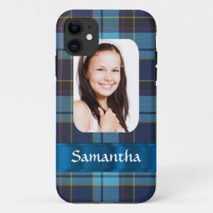 Funda Para iPhone 11 Plantilla de foto de platillos de color azul tartá
