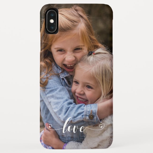 Funda De Case-Mate Para iPhone Plantilla de Foto Escritura de Amor Corazón Famili (Reverso)