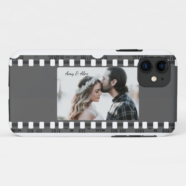 Funda De Case-Mate Para iPhone Plantilla de foto personalizada para tiras de pelí (Reverso (horizontal))