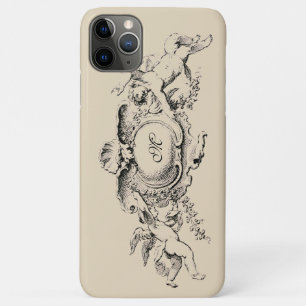 Funda Para iPhone 11 Pro Max Plantilla de monograma de querubines barrocos roco