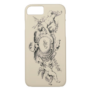 Funda Para iPhone 8/7 Plantilla de Monograma de Rococo Cherubs barroco v