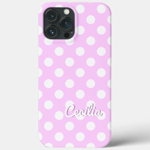 Funda Para iPhone 13 Pro Max Plantilla De Nombre Cecilia Puntos De Polka Rosa Y