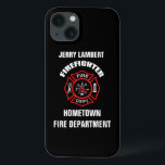 Funda Para iPhone 13 Plantilla de nombre de bombero<br><div class="desc">Logo del Departamento de Fuego Rojo. Personaliza con tu nombre y departamento. Ideal para bomberos y primeros encuestados.</div>