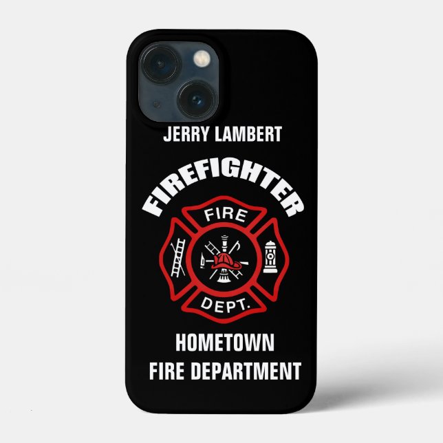 Funda De Case-Mate Para iPhone Plantilla de nombre de bombero (Reverso )