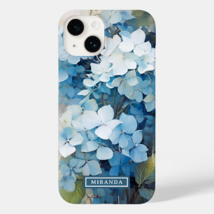 Funda Para iPhone 14 De Case-Mate Plantilla de nombre de hidrangea de color azul est