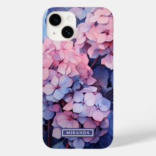 Funda Para iPhone 14 De Case-Mate Plantilla de nombre de hidrangea de color púrpura 