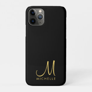 Funda Para iPhone 11 Pro Plantilla de nombre de monograma manuscrito en neg