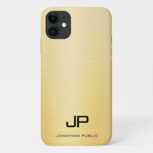 Funda Para iPhone 11 Plantilla de nombre de monograma moderno de oro el