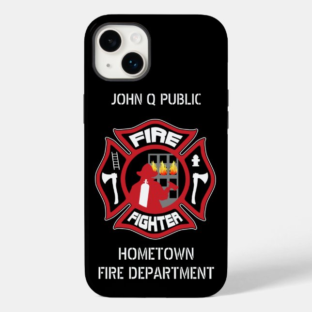 Funda De Case-Mate Para iPhone Plantilla de nombre moderno del bombero (Reverso )