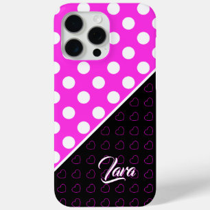 Funda Para iPhone 15 Pro Max Plantilla de nombre personalizado en blanco rosado