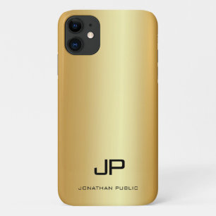 Funda Para iPhone 11 Plantilla de nombres monogramados Gold Moderno y d