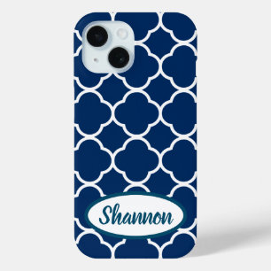 Funda Para iPhone 15 Plantilla de Personalizado de patrón de cuatrefoil