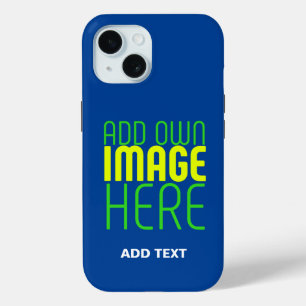 FUNDA PARA iPhone 15 PLANTILLA DE TEXTO DE IMAGEN AZUL DE COBALT EDITAB