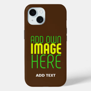 FUNDA PARA iPhone 15 PLANTILLA DE TEXTO DE IMAGEN MARRÓN SENCILLA EDITA