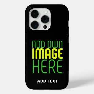 FUNDA PARA iPhone 15 PRO PLANTILLA DE TEXTO DE IMAGEN NEGRA SENCILLA EDITAB