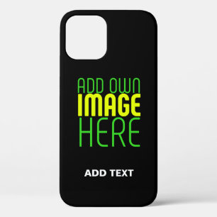 FUNDA PARA iPhone 12 PRO PLANTILLA DE TEXTO DE IMAGEN NEGRA SENCILLA EDITAB